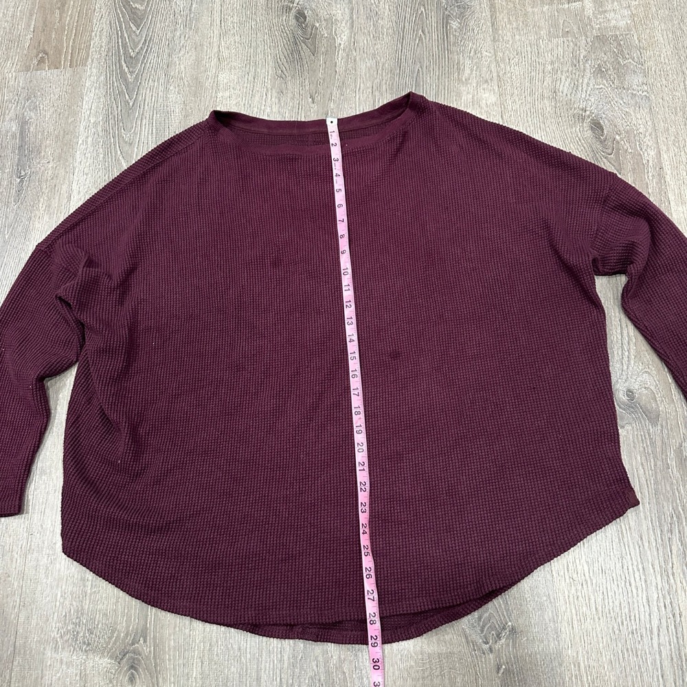 WE THE FREE Sweater Women's XL Burgundy Waffle Knit Oversized Knit Sweater - Picture 5 of 13